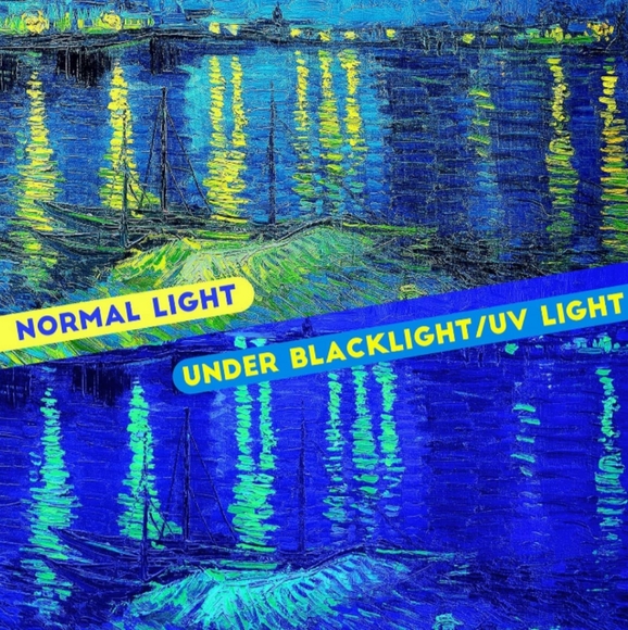 Black Light Starry Night Over the Rhone Vincent Van Gogh Big Wall Tapestry New - Picture 6 of 11